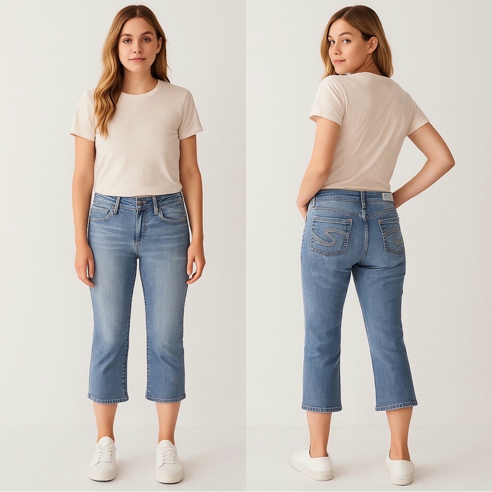 SILVER JEANS 🖤 Suki Mid Capri Jeans ✨ Size 31 Mid Rise Straight Leg - Picture 12 of 12